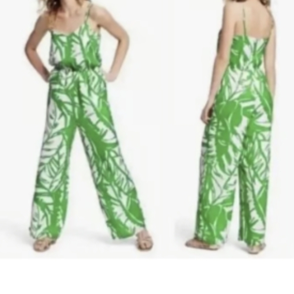 Lilly Pulitzer Women's Vibrant Green Tropical Jumpsuit Size XS